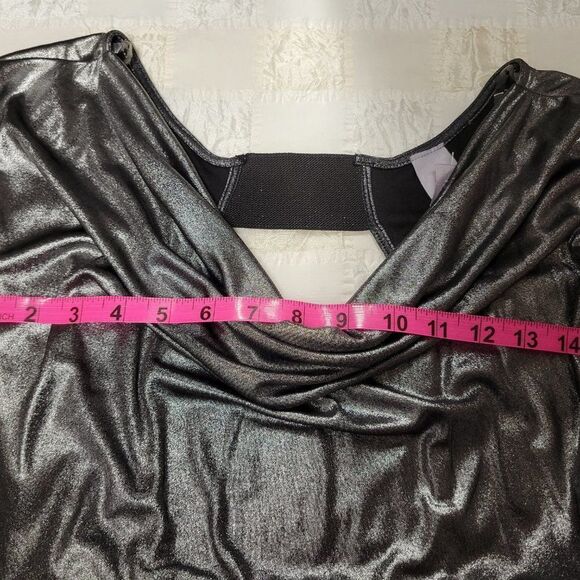 SEXY Mini Dress Metallic Dress Silver Black Cocktail Dress Party Dress - Size M - Picture 8 of 13